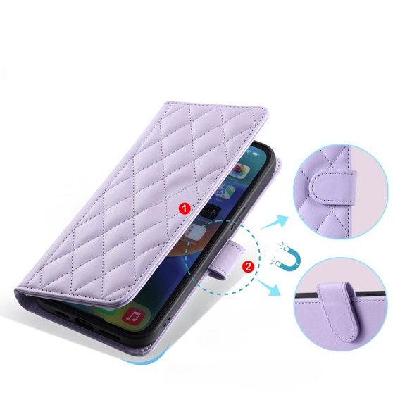 Puzdro s chlopňou pre Samsung Galaxy S25 Ultra, Rhombus Crossbody Leather, fialové