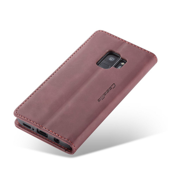 CASEME puzdro pre Samsung Galaxy S9, Leather Wallet Case, bordové