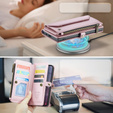 Puzdro CASEME pre Samsung Galaxy S24 FE, RFID Leather Wallet, s popruhom cez rameno, ružové