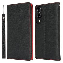 Klapkové puzdro pre Samsung Galaxy S25 Edge, Litchi Skin Grain, čierne