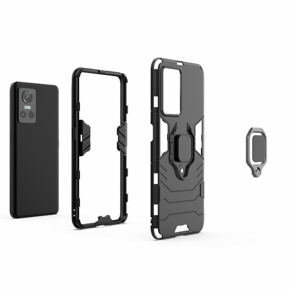 Obal na mobil pre Realme GT Neo 3, Kickstand Ring, čierne