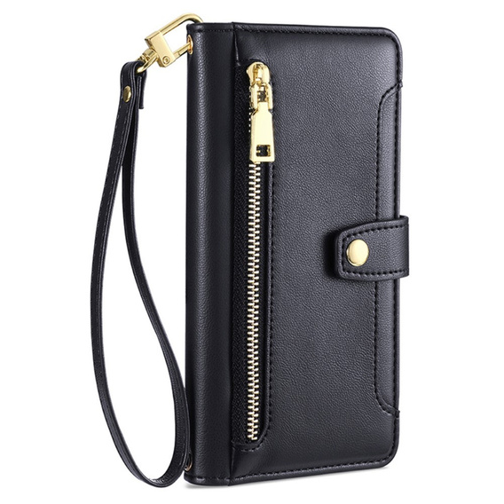 Klapkové puzdro pre Samsung Galaxy A16, Wallet Zipper Pocket, čierne