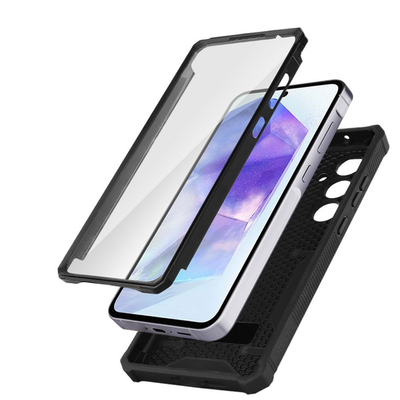 Puzdro pre Samsung Galaxy A55, ERBORD Rugged Case, čierne (dva rámčeky)