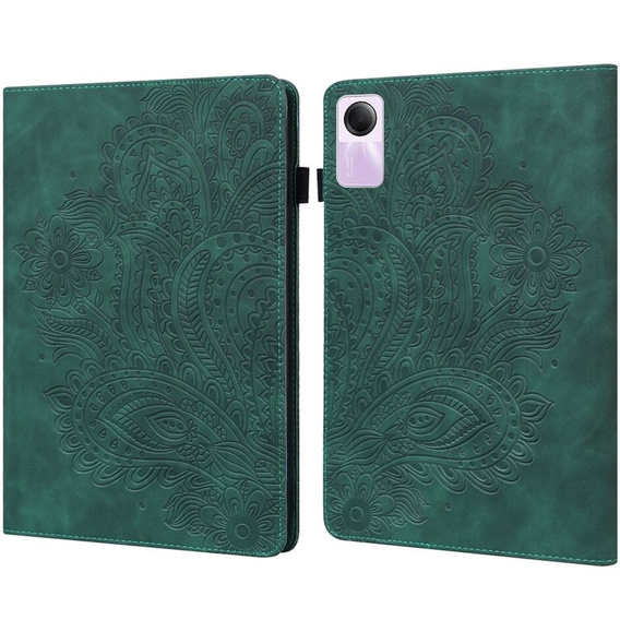 Puzdro s chlopňou pre Xiaomi Redmi Pad SE 11", flower, zelený