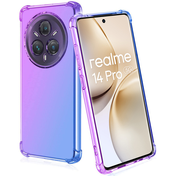 Puzdro pre Realme 14 Pro 5G, Gradient Dropproof, Fialová / modrá