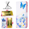 Klapkové puzdro pre Motorola Edge 40 5G, Wallet, butterfly & flowers, modré