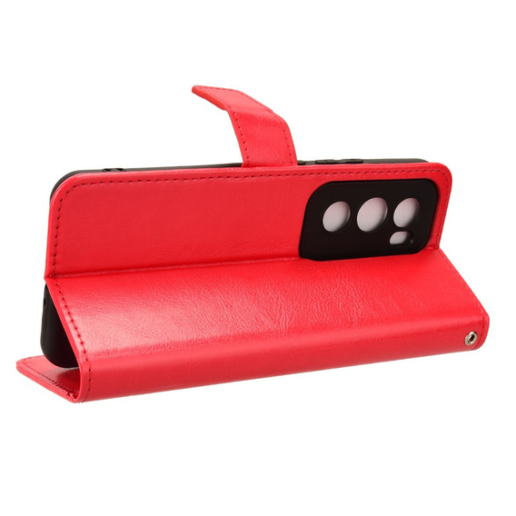 Klapkové puzdro pre Oppo Reno 12, Crazy Horse Wallet, červené