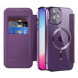Klapkové puzdro pre iPhone 11, RFID Wallet MagSafe CamShield, fialové