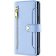 Klapkové puzdro pre Samsung Galaxy S23, Wallet Zipper Pocket, modré