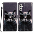 Klapkové puzdro pre Samsung Galaxy A25 5G, Wallet, Cat, čierne+ 9H sklo