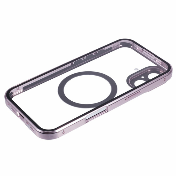 Magnetické puzdro Dual Glass MagSafe pre iPhone 16, ružové rose gold