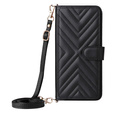 Puzdro s chlopňou pre Realme 14 Pro+ 5G, Crossbody Leather Wallet, čierne