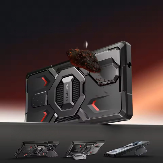 Puzdro pre Samsung Galaxy S25 Ultra, Tongate MECH MagSafe Series, čierne + 9H tvrdené sklo