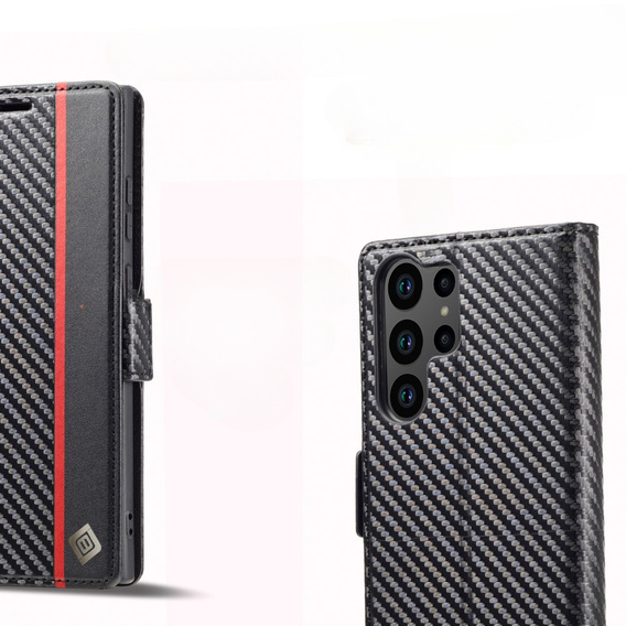 Klapkové puzdro pre Samsung Galaxy S23 Ultra, Carbon LC.IMEEKE, čierne