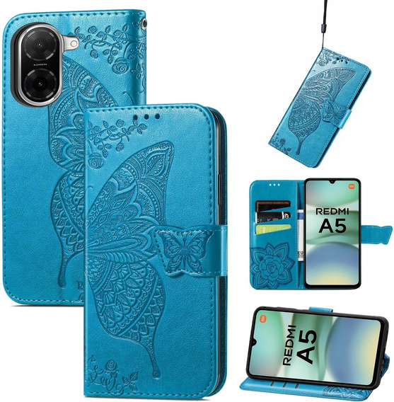 Klapkové puzdro pre Xiaomi Redmi A5, Butterfly, modré