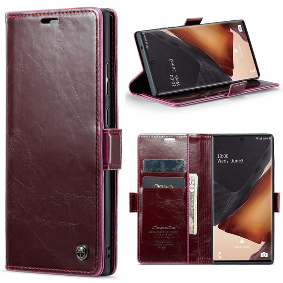 CASEME flipové puzdro pre Samsung Galaxy Note 20 Ultra, Waxy Textured, červené