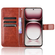 Klapkové puzdro pre Oppo Reno 12 Pro, Crazy Horse Wallet, hnedé