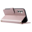 Puzdro s chlopňou pre Samsung Galaxy S25, Rhombus Crossbody Leather, ružové rose gold