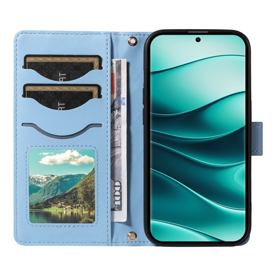 Puzdro s chlopňou pre Xiaomi Redmi Note 14 Pro 5G / Xiaomi Redmi Note 14 Pro+ 5G / Xiaomi Poco X7 5G, Rhombus Crossbody Leather, modré