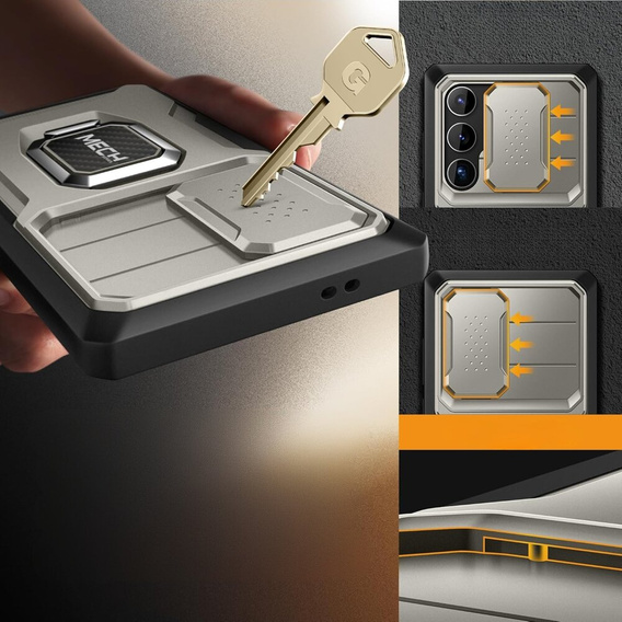 Puzdro pre Samsung Galaxy S24 Ultra, séria Tongate MECH so stojanom, sivé
