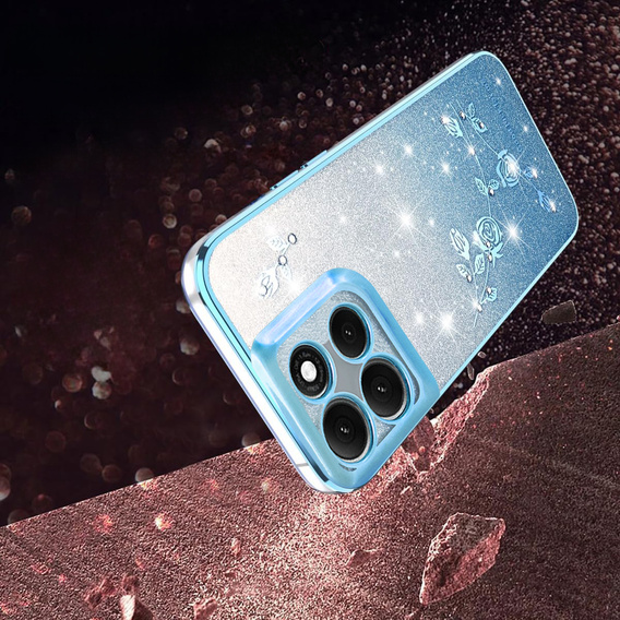 Puzdro pre Motorola Moto G86 5G, Glitter Flower, modré