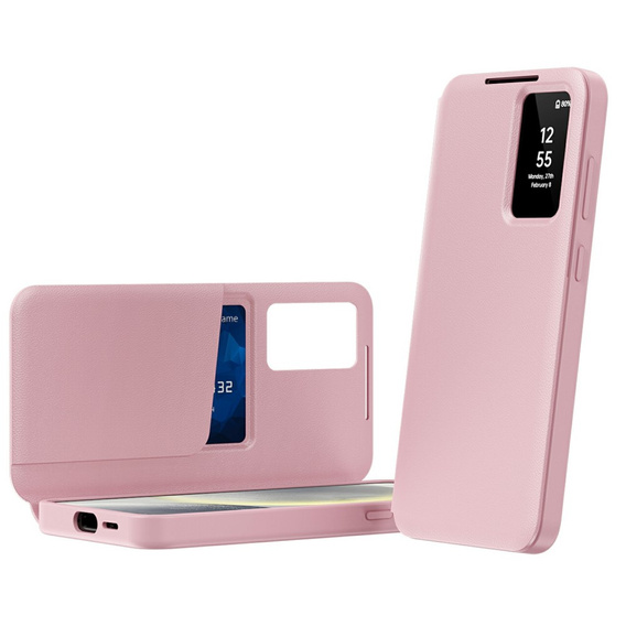 Flipové puzdro pre Samsung Galaxy S25 Edge, Smart View Wallet, ružové