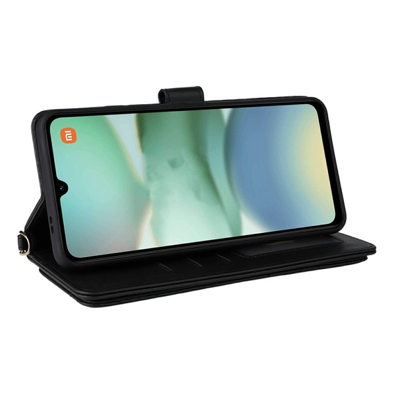 Puzdro s chlopňou pre Xiaomi Redmi A5, Crossbody Leather Wallet, čierne