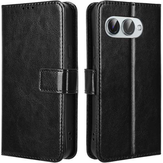 Klapkové puzdro pre T Phone 3 5G, Crazy Horse Wallet, čierne