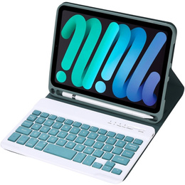 Puzdro s bluetooth klávesnicou pre iPad mini 8.3" 2021 (6 gen.) / iPad mini 8.3" 2024 (7 gen.), temno zeleno