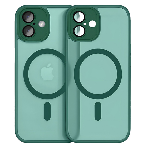 Puzdro pre iPhone 16 Plus, pre MagSafe, ERBORD Matt Case, zelený + sklo na displej