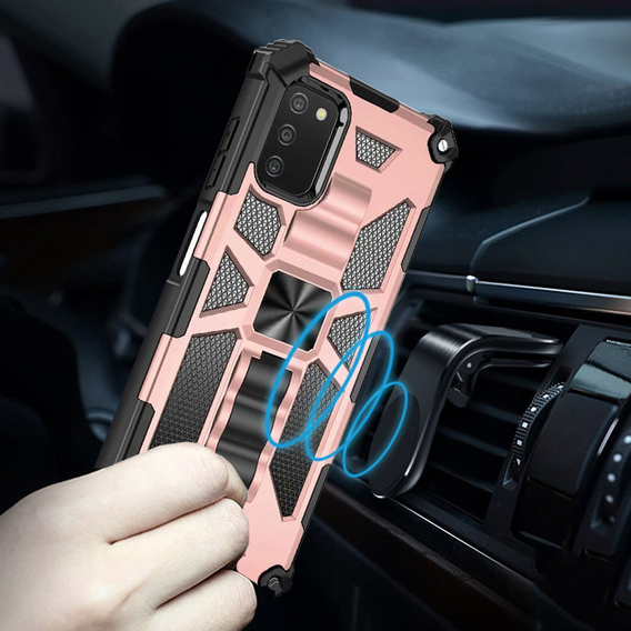 Obal na mobil pre Samsung Galaxy A03s, Armor Kickstand, ružové rose gold