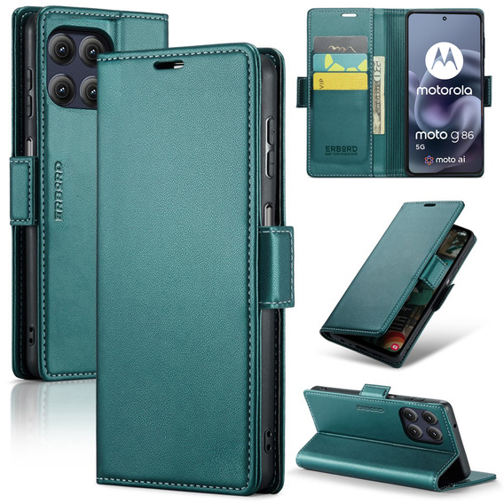 ERBORD Lesklá peňaženka Litchi s chlopňou pre Motorola Moto G86 5G / G86 Power 5G