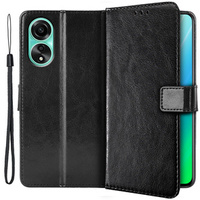 Klapkové puzdro pre Oppo A78 4G, Crazy Horse Wallet, čierne