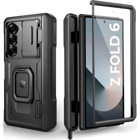 Obrnené puzdro pre Samsung Galaxy Z Fold 6 5G, Dexnor Full Body S-Pen Slot, čierne