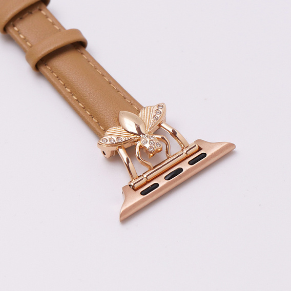 Kožený remienok pre Apple Watch 1/2/3/4/5/6/7/8/SE/Ultra 42/44/45/49 mm, béžová