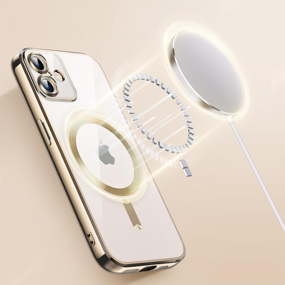 Puzdro pre iPhone 16 Plus, Electro MagSafe, zlaté + sklo na displej