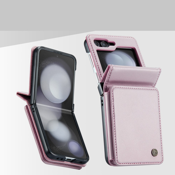 CASEME flipové puzdro pre Samsung Galaxy Z Flip5 5G, Litchi Wallet, ružové