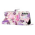 Klapkové puzdro pre Samsung Galaxy A25 5G, Wallet, marble & flowers, ružové + 9H sklo
