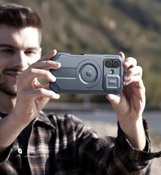 Obrnené puzdro Dexnor so stojanom a spúšťou fotoaparátu, pre MagSafe pre iPhone 17