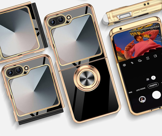 Obal na mobil pre Samsung Galaxy Z Flip7 FE / Z Flip6, Electro Ring, čierne