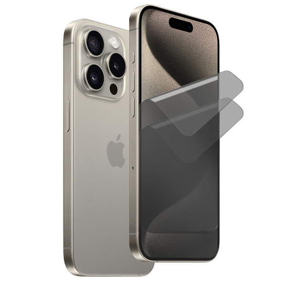 2 x Privatizačná fólia pre iPhone 15 Pro Max, ERBORD Anti-Spy Hydrogel