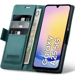 Puzdro pre Samsung Galaxy A25 5G, ERBORD Glossy Litchi, flipová peňaženka, zelený