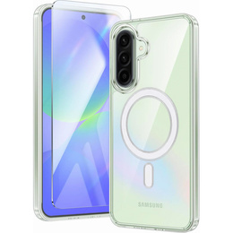 Puzdro pre Samsung Galaxy A36, Dropproof MagSafe, priehľadné + tvrdené sklo 9H
