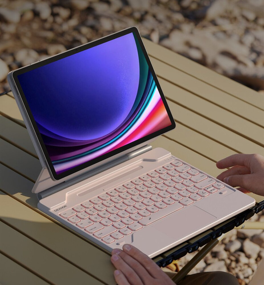 Puzdro s klávesnicou pre Samsung Galaxy Tab S7+ / S7 FE / S9+ / S8+ / S9 FE+ / S10+, Dexnor Magnetic Keyboard Touchpad, ružové