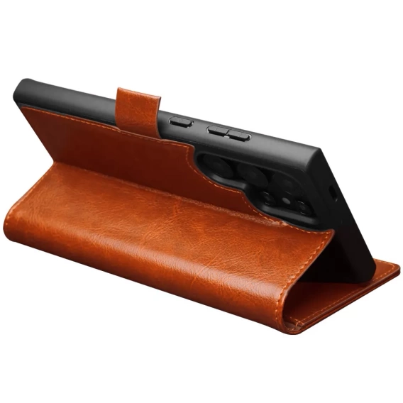 Flipové puzdro pre Samsung Galaxy S25 Ultra, QIALINO Leather Wallet, hnedé