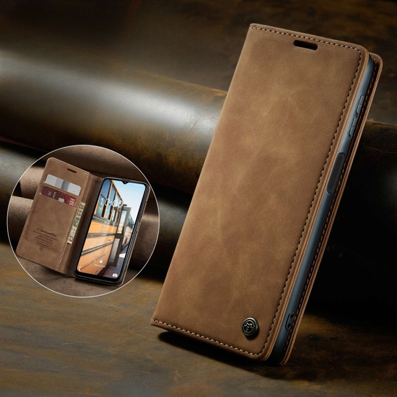 CASEME puzdro pre Samsung Galaxy M33 5G, Leather Wallet Case, hnedé