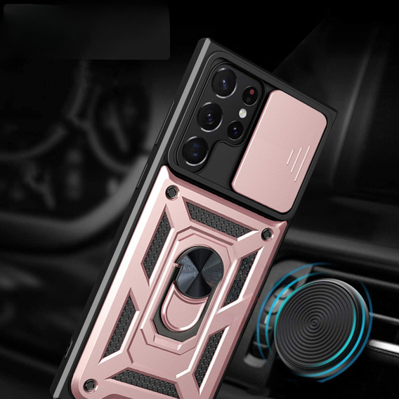 Obal na mobil pre Samsung Galaxy S23 Ultra, CamShield Slide, ružové rose gold