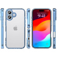 Puzdro pre iPhone 17, s krytom fotoaparátu, priehľadné s modrými stranami