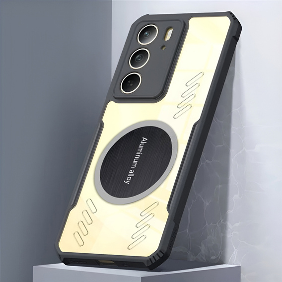 Puzdro pre Realme 14X / Realme C75, s magnetickým štítkom, transparentné / čierne