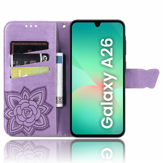 Klapkové puzdro pre Samsung Galaxy A26, Butterfly, fialové